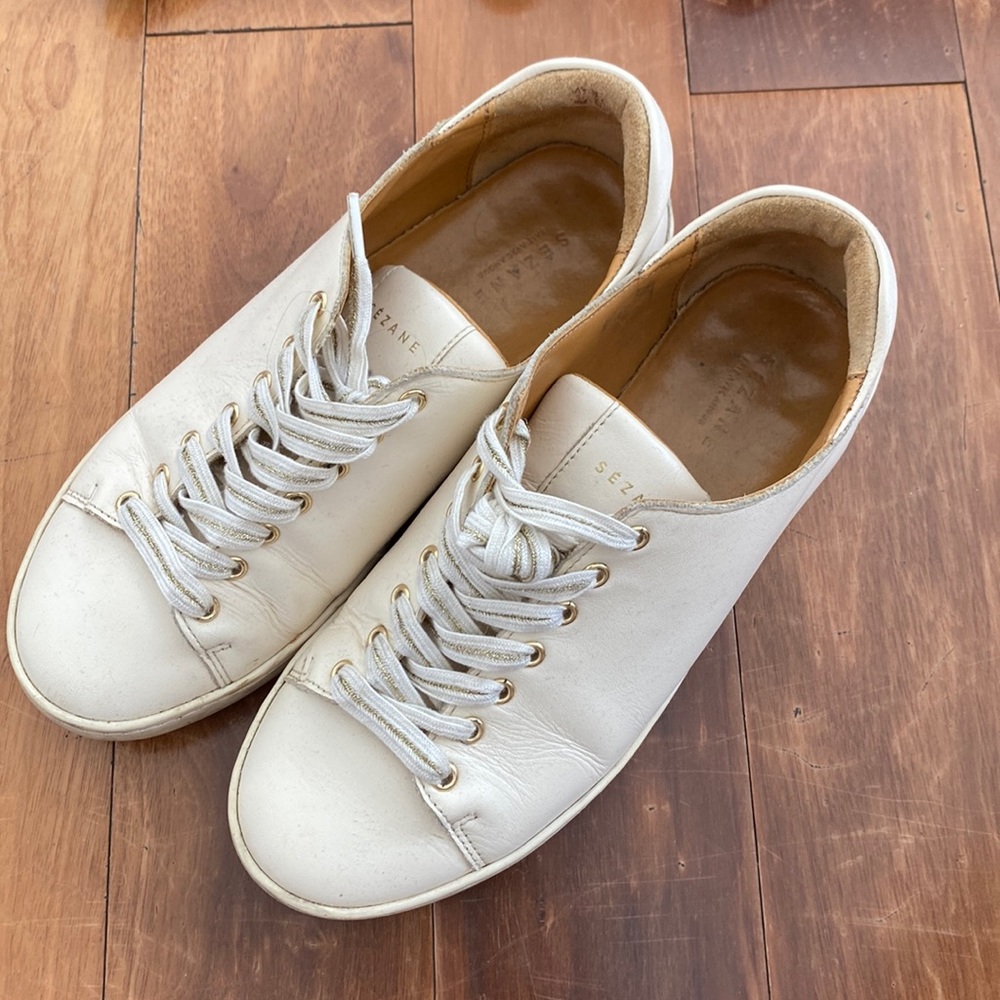 Sézane, cream leather sneakers size 35